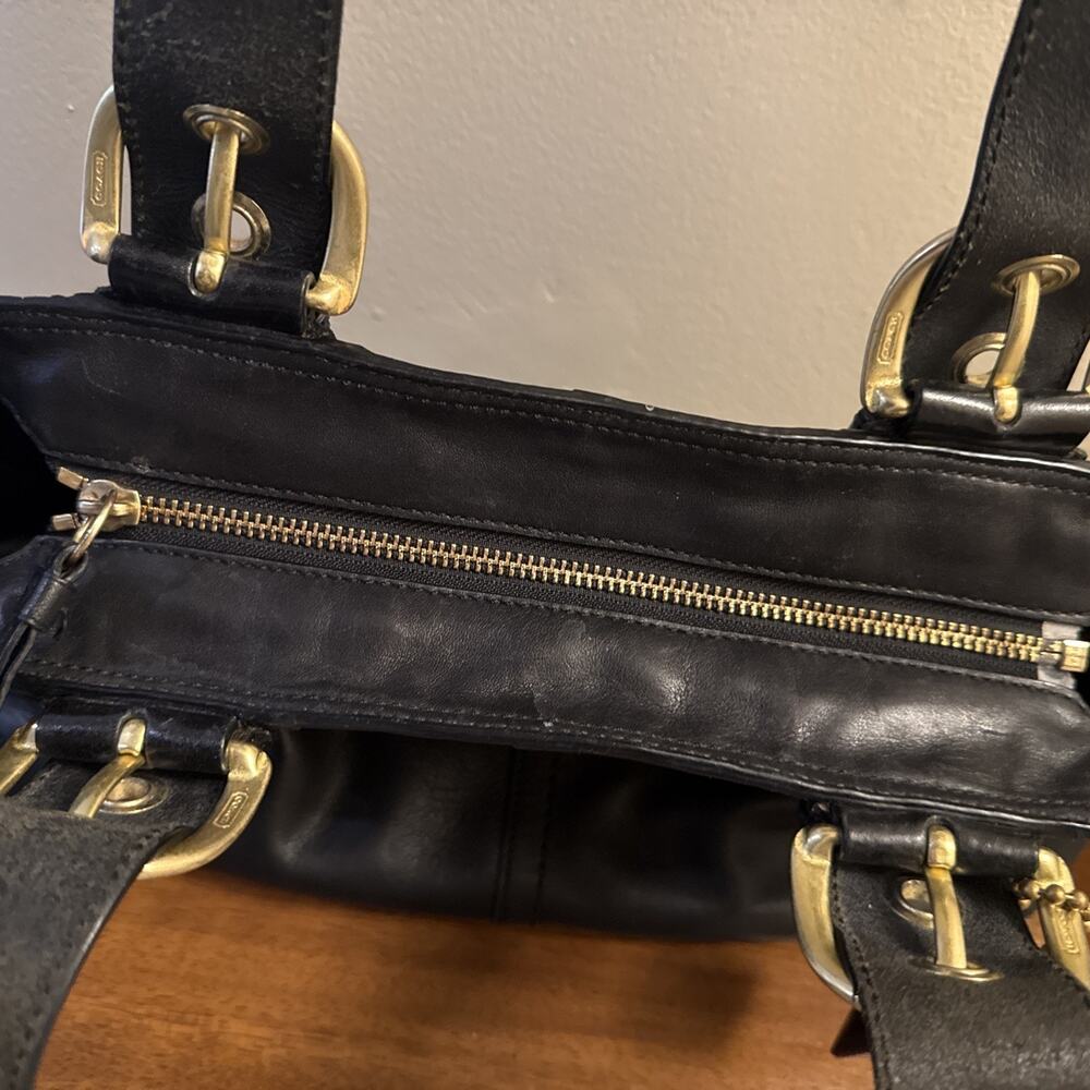 COACH Leather Satchel Bag Black Top Zip Brass Buckles A0869-11844 MRSP $275 - Picture 8 of 8